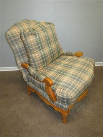Sam Moore Wide Plaid Double Cushion Arm Chair