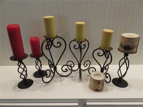 Assorted Candles & Holder Stands