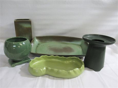 5 Piece Vintage Mid Century Pottery Lot - Royal Haeger Francoma Hyalyn