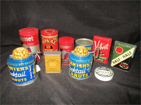 10 Piece Metal Tobacco, Advertising and Nut Tins