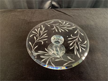 Clear Crystal Cake Plate made in Czech Republic