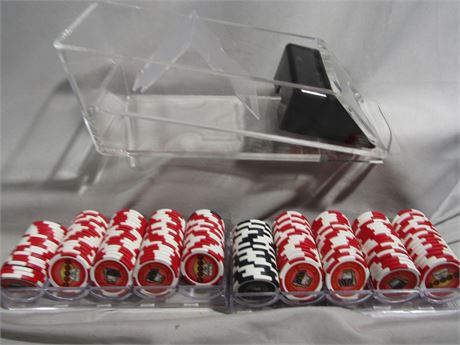 Set of Three "Final Table" Las Vegas Poker Chips, Card Block