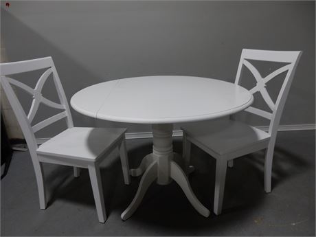 White Drop Leaf Table / Chairs