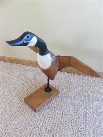 Decorative Wooden Goose on Stand