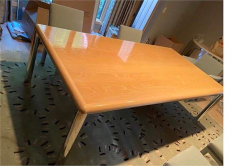 Mid-Century Modern Designer 8 ft. Stainless Steel Wood Dining Table