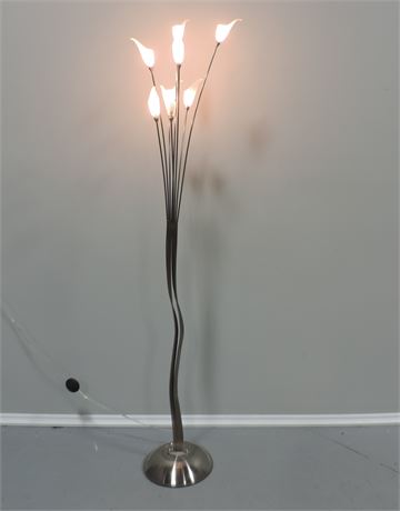 Contemporary Style Brushed Silver Floor Lamp