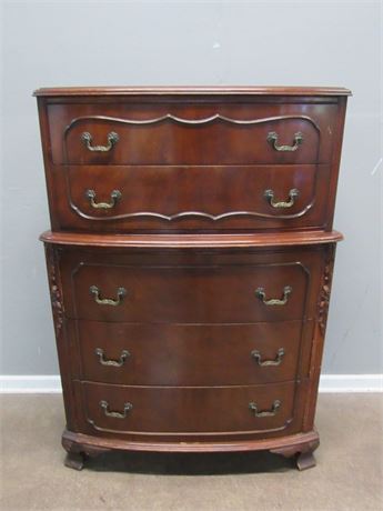 Vintage 5-Drawer Bow Front Chest