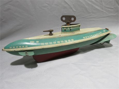 Original 1940s Wolverine Tin Litho Wind-Up Submarine