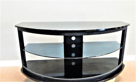 Contemporary Black Metal and Glass TV Stand