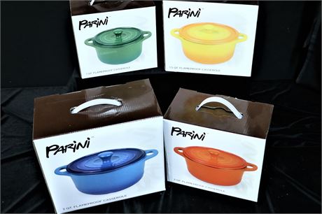 Parini Colorful Collection of Casserole Pots with lids, set of 4