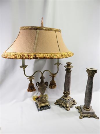 Decorative Table Lamp & Candlestick Pillars