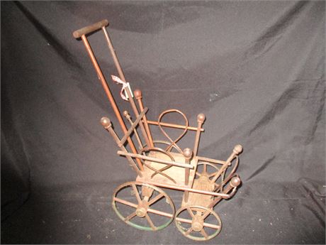 Early American 19 Century Wicker Doll Stroller