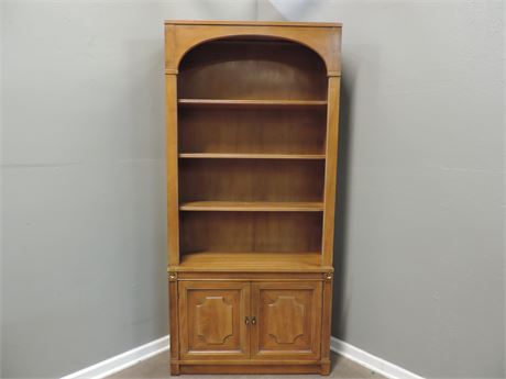 Solid Wood Bookcase with Three Shelves and Lower Cabinet