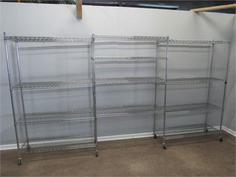 3-Wide Modular Metal Utility Storage/Shelving with Casters