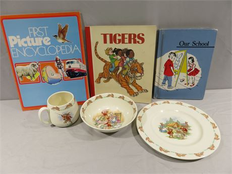 1968 Royal Doulton Bunnykins Plate Cup Bowl Set / Children's Books