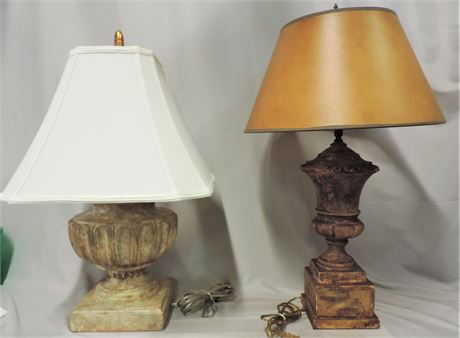 Baker Knap & Tubs Rust Color Lamp / Distressed Natural Tone Resin Lamp