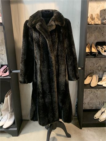 Faux Mink Long Brown Fur Coat