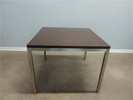 Brushed Silver Wood Top Table