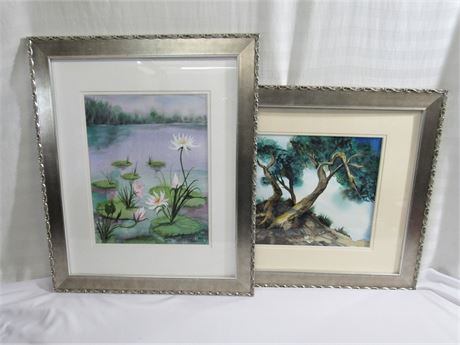 2 Framed and Double Matted Theressa Napoli Watercolors