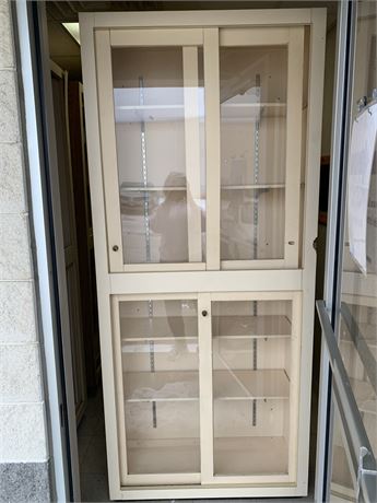 Glass Display Case with Double Sliding Doors