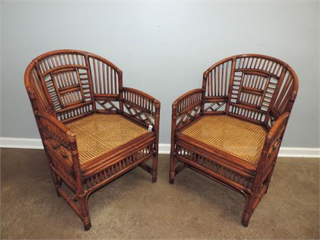 Pair of Patio / Sunroom Bamboo Style Chairs