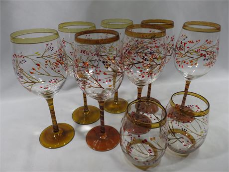 Hand-Painted Glassware Set