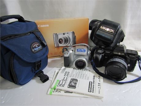 Nice Camera Collection, Minolta 35 MM, Canon and More !