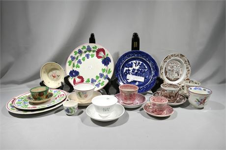 Antique/Vintage STAFFORDSHIRE, SPATTERWARE & Cut Sponge China/Stoneware