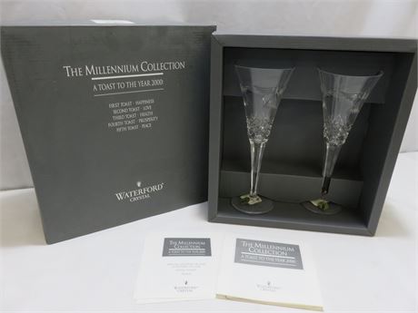 WATERFORD Crystal Millennium Collection Toasting Flutes - Fifth Toast "Peace"