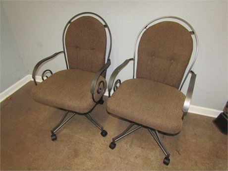 Brown Cushioned Desk Arm Chairs