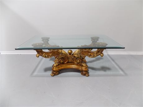 European  Style Glass Top Coffee Table