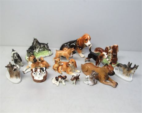 Dog Figurine Lot -NAPCO Lefton Rosenthal Royal Daulton Occupied Japan- 15 Pieces