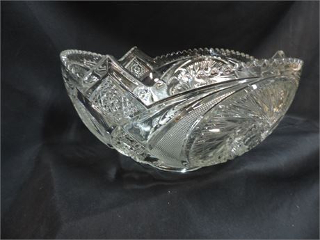 Etched Crystal Punch Bowl