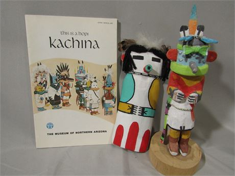Hopi Kachina Signed Dolls and Hopi Indian Identification Book, Signed