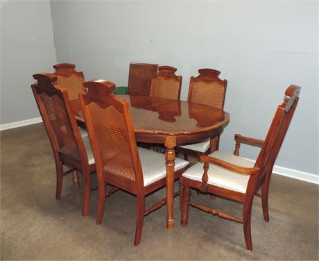 1970's Solid Wood Dining Table / Six Chairs