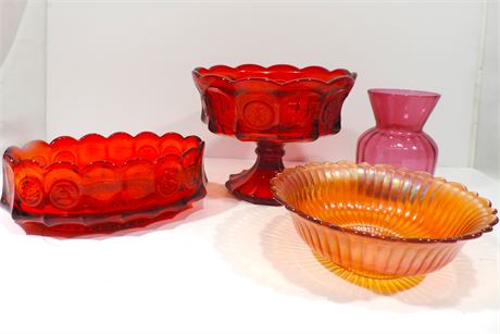 FOSTORIA Ruby Red / Carnival Glass Lot