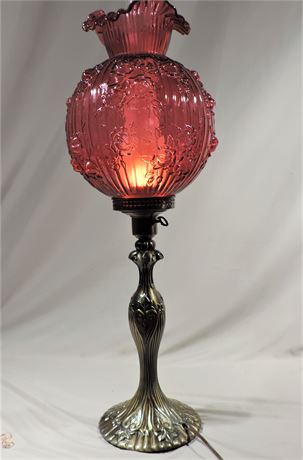 Vintage Cranberry Buffet Table Lamp