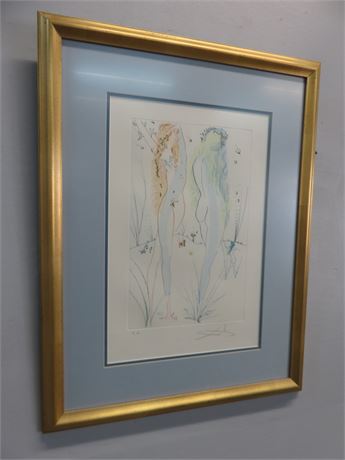 SALVADOR DALI "Two Nudes" of Song Solomon Etching Signed Artist Proof