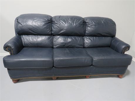 DISTINCTION LEATHER CO. Blue Leather Sleeper Sofa