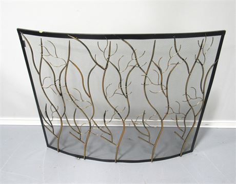 Fireplace Screen with Antiqued Brass Twig/Branch Design - NEW