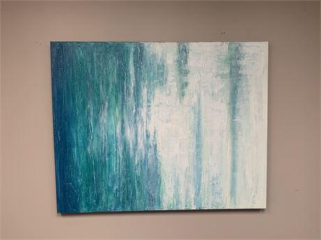 Contemporary Canvas Blues and Teal Wall Art