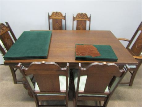 Antique Extended Dining Table & Chairs