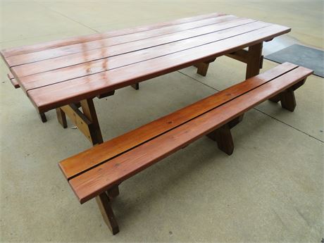 Solid Pine 8 ft. Picnic Table w/Benches