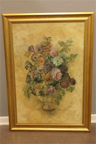 Image of a painting of flowers in a vase
