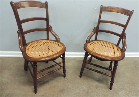 Pair of Cane Seat Chairs