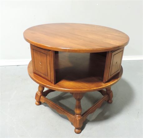 Solid Wood Two Tier Round Table