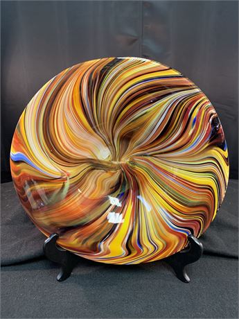 Missoni Hand Blown Glass Art Decorative Bowl /Platter
