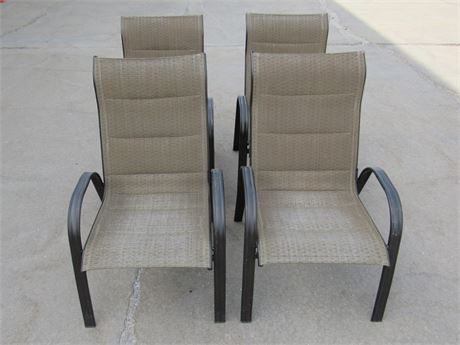 4 Metal Stacking Outdoor/Patio Chairs with Mesh Fabric