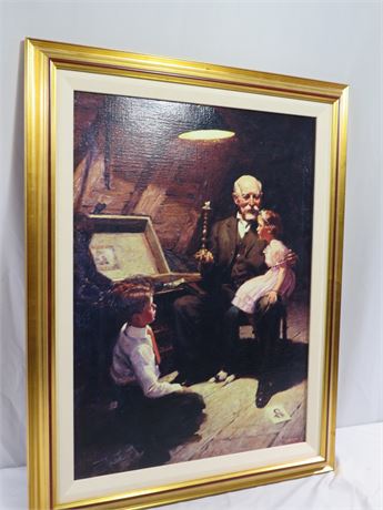 NORMAN ROCKWELL "Grandpa's Treasure Chest" Replica Painting - October 1920