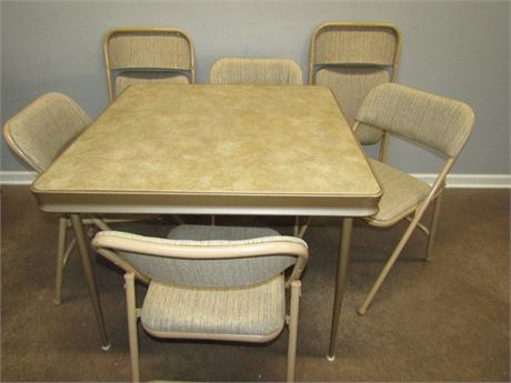 Vintage Folding Table and Chair Set, Mid-Century Modern Durham Line